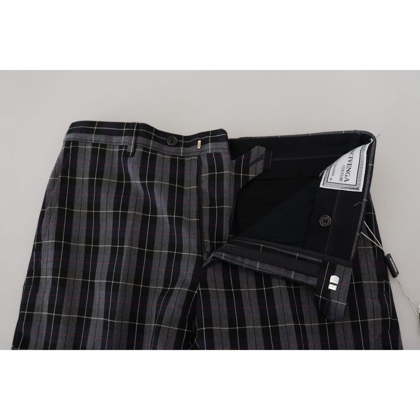 BENCIVENGA Gray Checkered Slim Fit Men Pants 1728,67345645728,BENCIVENGA,Clothing,Gray Patterned,IT46 | S,Jeans & Pants - Men - Clothing,Material: 100% Wool,Men,Men - Clothing,New with tags,Pants - Clothing,Skinny Pants - Pants - Clothing
