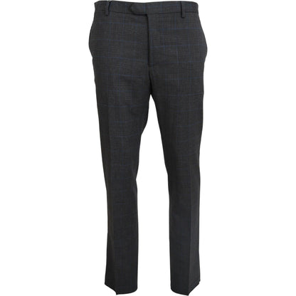 BENCIVENGA Gray Checkered Wool Dress Formal Pants 1728,67345645728,BENCIVENGA,Clothing,Dress Pants - Pants - Clothing,Gray Patterned,IT54 | XL,Jeans & Pants - Men - Clothing,Material: 100% Wool,Men,Men - Clothing,New with tags,Pants - Clothing