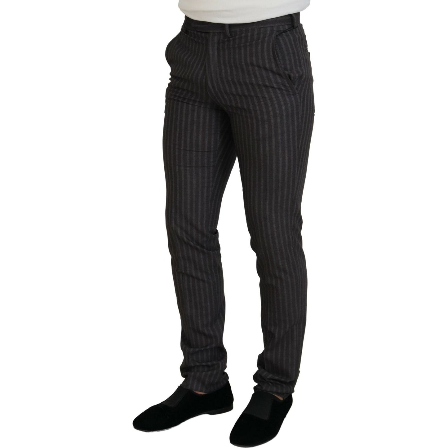 BENCIVENGA Brown Stripes Slim Fit Men Pants 1728,67345645728,BENCIVENGA,Brown,Clothing,IT48 | M,IT54 | XL,Jeans & Pants - Men - Clothing,Material: Cotton blend,Men,Men - Clothing,New with tags,Pants - Clothing,Skinny Pants - Pants - Clothing