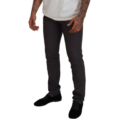 BENCIVENGA Brown Stripes Slim Fit Men Pants 1728,67345645728,BENCIVENGA,Brown,Clothing,IT48 | M,IT54 | XL,Jeans & Pants - Men - Clothing,Material: Cotton blend,Men,Men - Clothing,New with tags,Pants - Clothing,Skinny Pants - Pants - Clothing