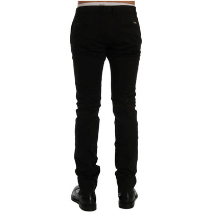 GF Ferre Black Cotton Stretch Chinos Pants