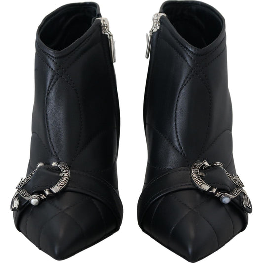 Dolce & Gabbana Elegant Black Quilted Leather Booties Dolce & Gabbana Black
