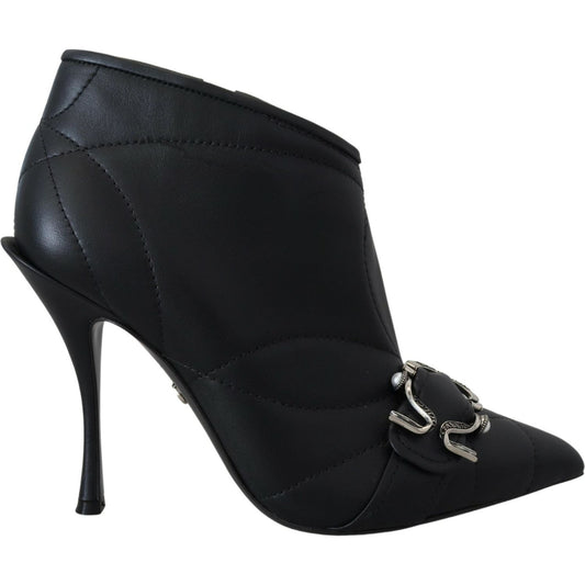 Dolce & Gabbana Elegant Black Quilted Leather Booties Dolce & Gabbana Black