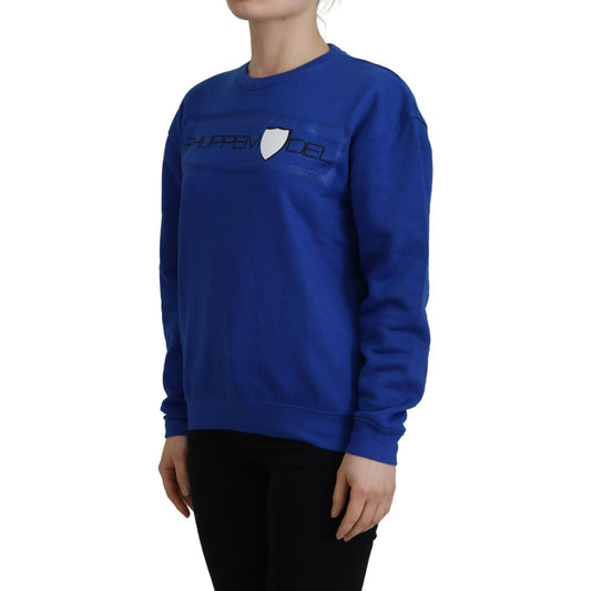 Philippe Model Chic Blue Printed Long Sleeve Pullover Sweater Philippe Model Midnight Blue