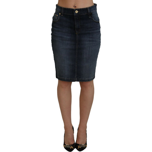Fiorucci Chic Mid Waist Dark Blue Denim Skirt Fiorucci Dark Slate Gray