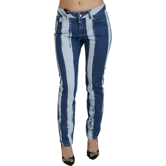 Dolce & Gabbana Sleek Striped Slim Fit Italian Jeans Dolce & Gabbana Gray