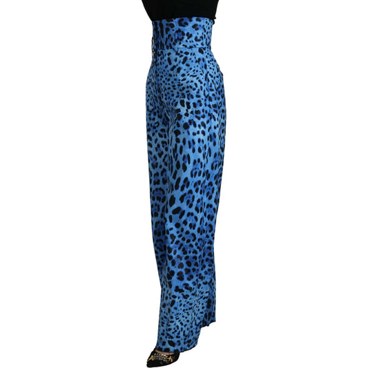 Dolce & Gabbana Elegant High Waist Straight Pants Dolce & Gabbana Dark Slate Blue