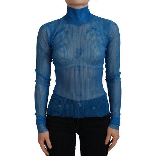 Dolce & Gabbana Elegant Blue Mesh Blouse Top Dolce & Gabbana Dark Slate Gray