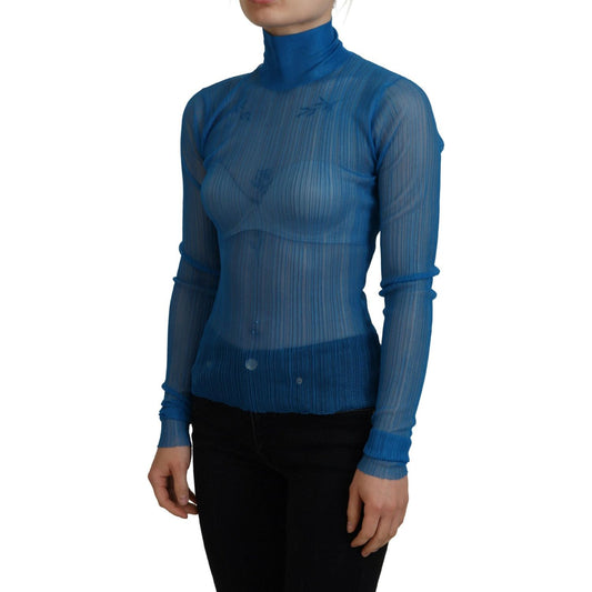 Dolce & Gabbana Elegant Blue Mesh Blouse Top Dolce & Gabbana Dark Slate Gray