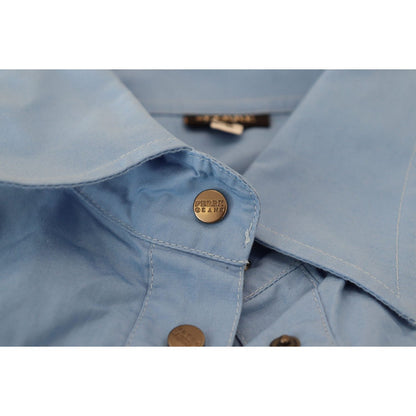 Ferre Blue Cotton Long Sleeves Collared Button Down Top 1728,67345645728,Blouses - Shirts - Clothing,Blue,Clothing,Ferre,IT38|XS,Material: 100% Cotton,New with tags,Shirts - Clothing,Tops & T-Shirts - Women - Clothing,Women,Women - Clothing