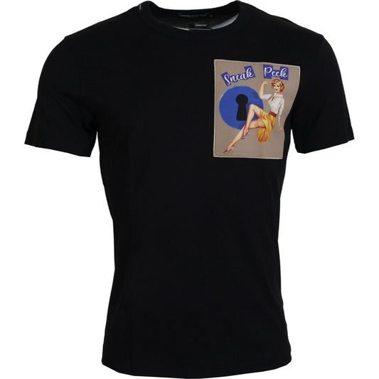 Dolce & Gabbana Black Sneak Peek Cotton Short Sleeve T-shirt Dolce & Gabbana