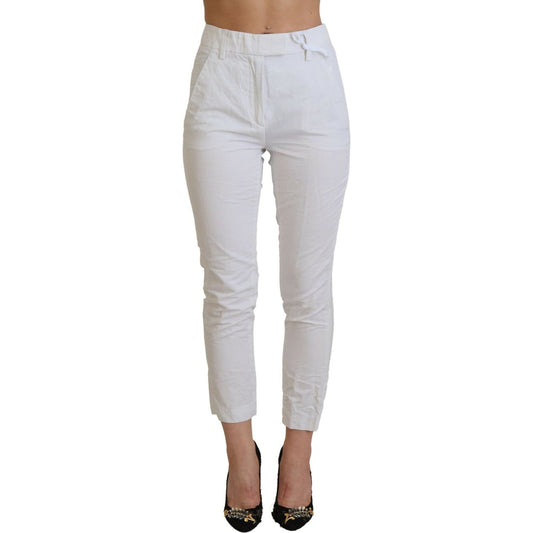 Dondup White High Waist Tapered Women Pants 1728,67345645728,Casual Pants - Pants - Clothing,Clothing,Dondup,Dress Pants - Pants - Clothing,IT38 | XS,Jeans & Pants - Women - Clothing,New with tags,Pants - Clothing,White,Women,Women - Clothing