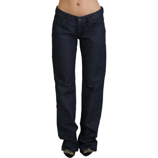 Exte Chic Dark Blue Low Waist Straight Cut Jeans Exte Black