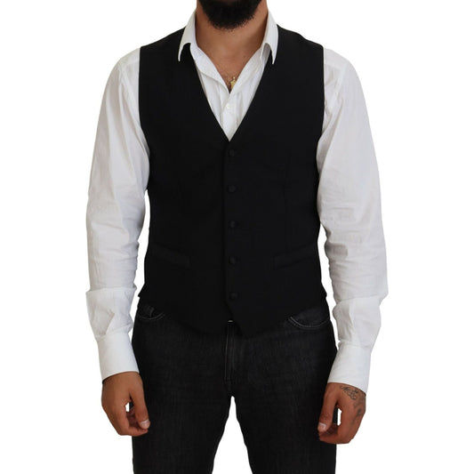 Dolce & Gabbana Dark Gray Virgin Wool Waistcoat Formal Vest