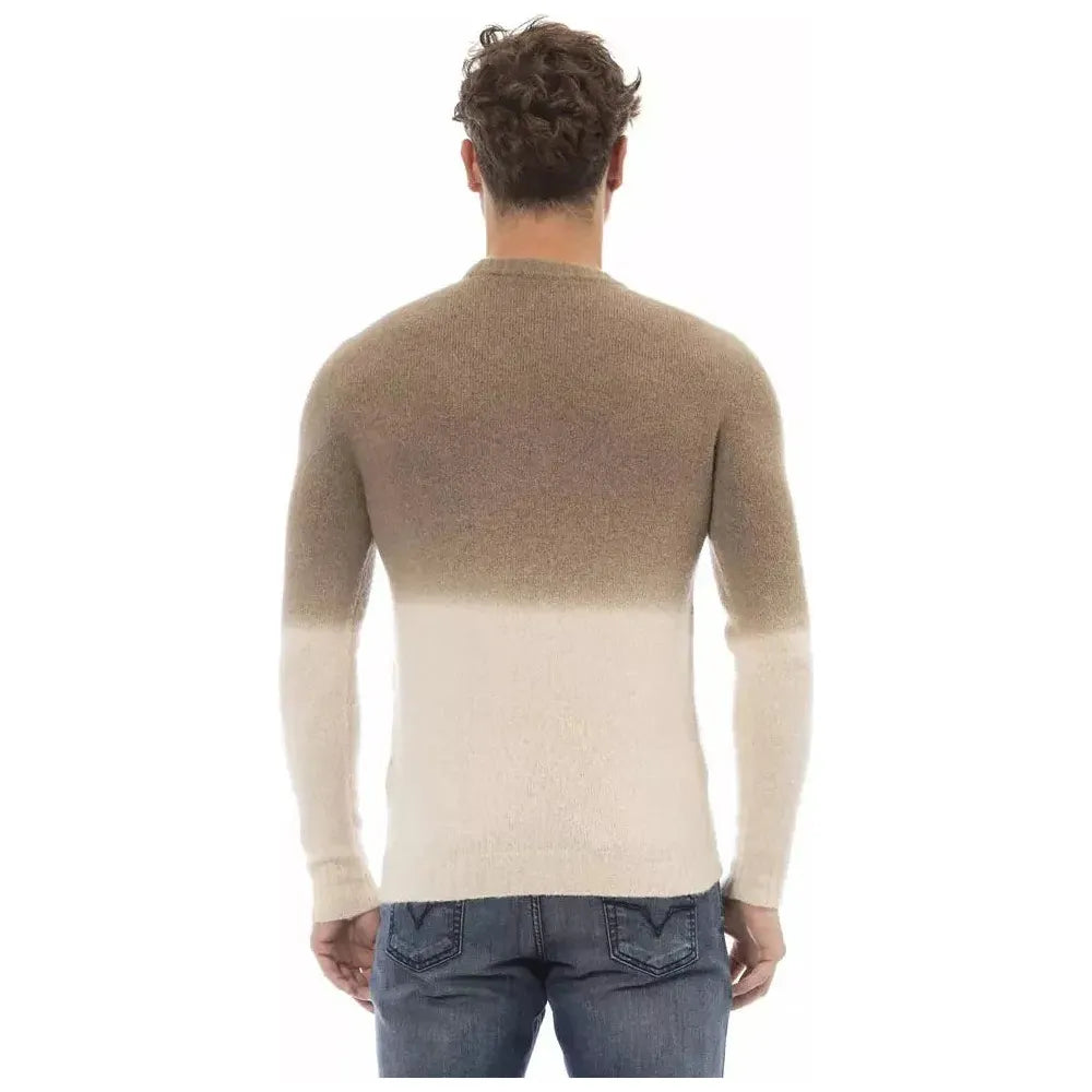 Alpha Studio Beige Alpaca Men Sweater