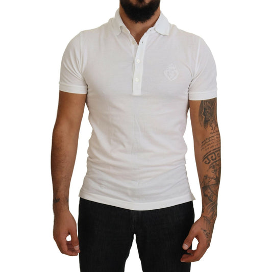 Dolce & Gabbana White Cotton Logo Short Sleeve Polo T-shirt Dolce & Gabbana