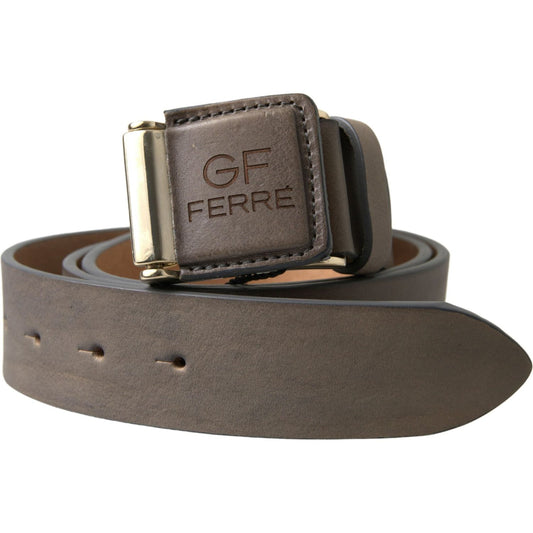 GF Ferre Elegant Leather Fashion Belt with Engraved Buckle GF Ferre Dim Gray