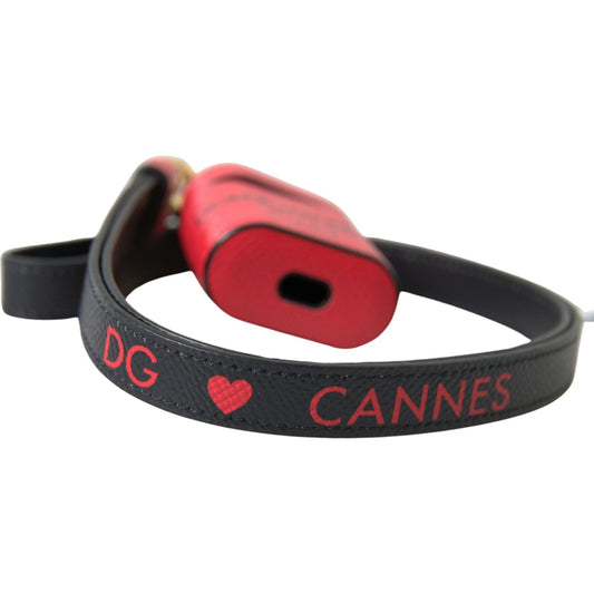 Dolce & Gabbana Elegant Leather Airpods Case in Black and Red Dolce & Gabbana Maroon