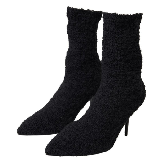 Dolce & Gabbana Elegant Virgin Wool Mid Calf Boots Dolce & Gabbana Black