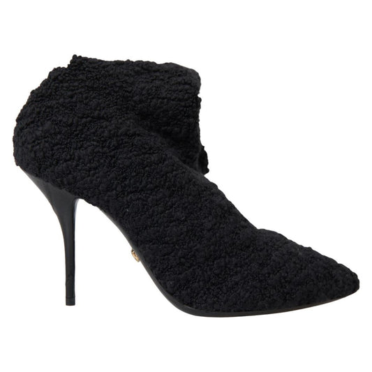Dolce & Gabbana Elegant Virgin Wool Mid Calf Boots Dolce & Gabbana Black