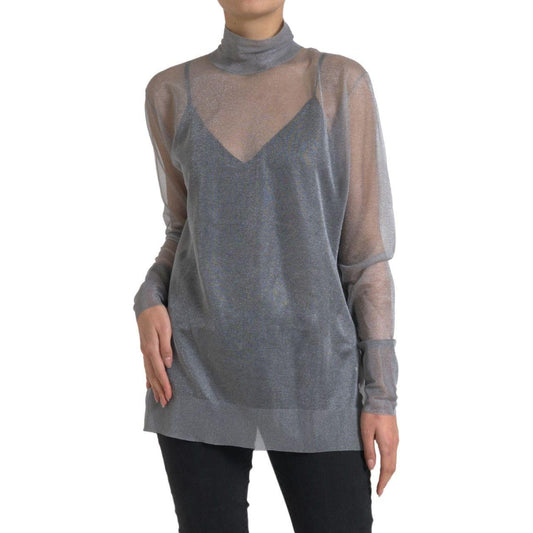 Dolce & Gabbana Elegant Gray Long Sleeve Mesh Top Dolce & Gabbana Dim Gray