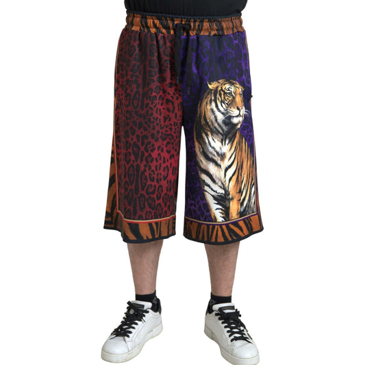 Dolce & Gabbana Multicolor Tiger Print Men Bermuda Shorts