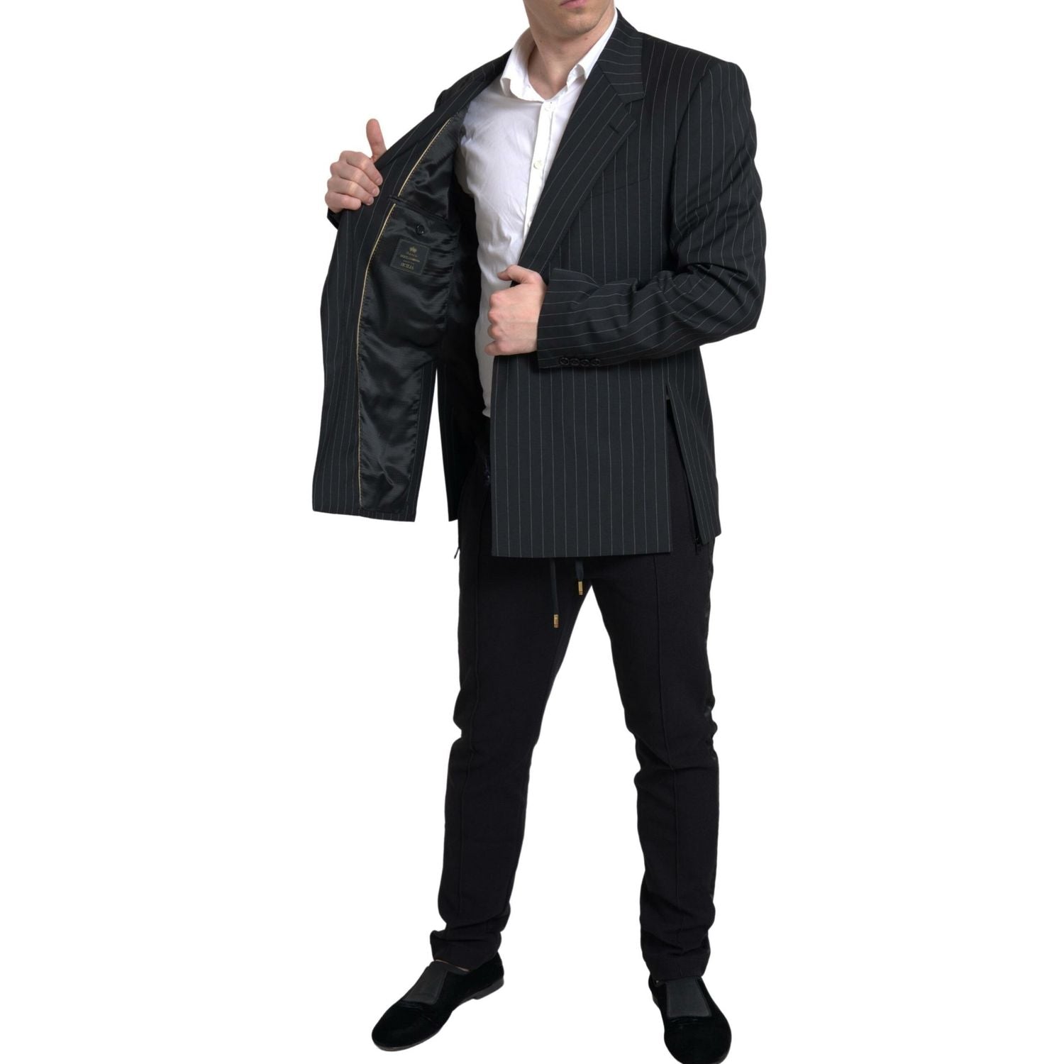 Dolce & Gabbana Black Stripe Single Breasted SICILIA Blazer