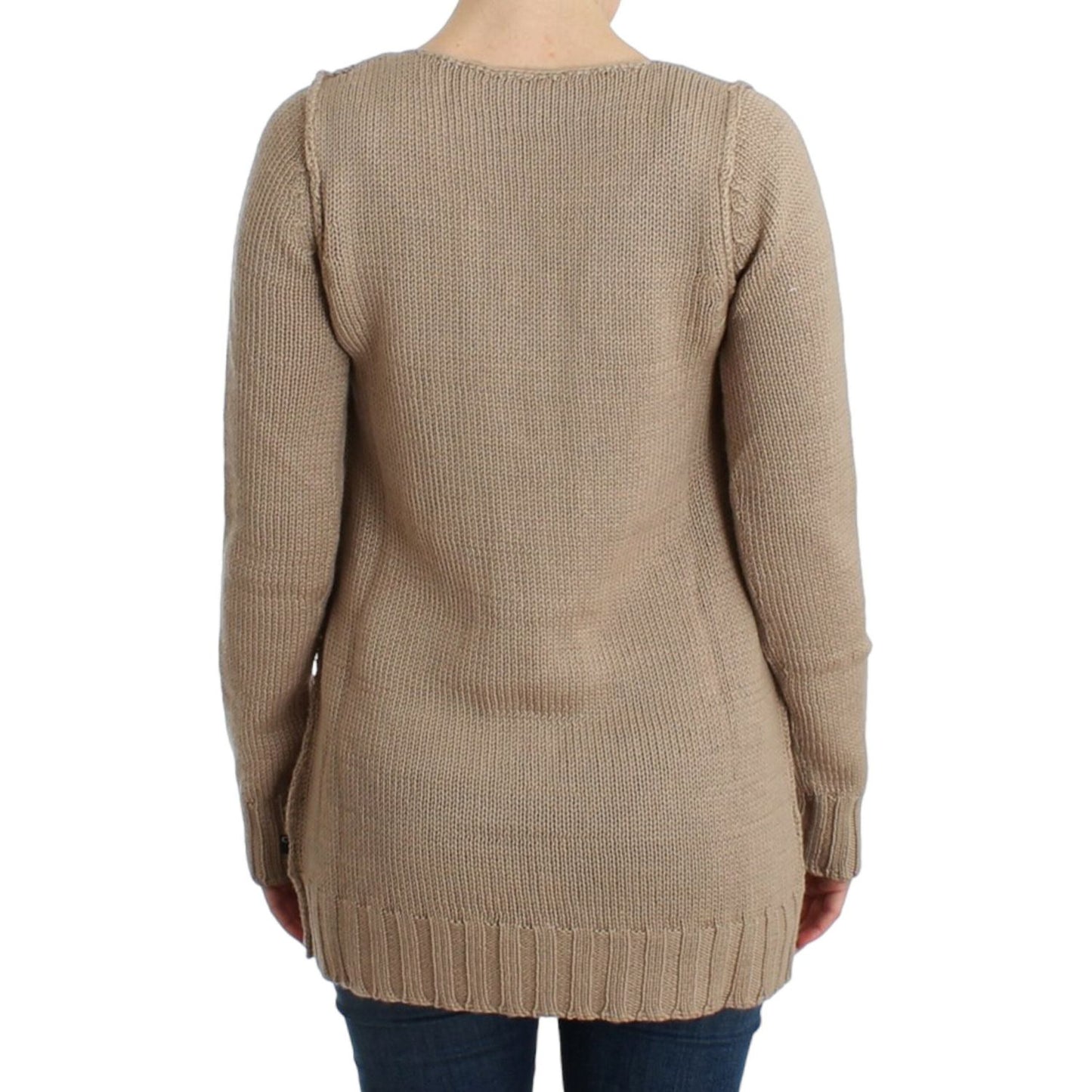 Cavalli Beige knitted wool sweater 1728,50% Acrylic,67345645728,Beige,Cavalli,Clothing,IT38|XS,IT42|M,IT44|L,Material: 50% Wool,New with tags,Sweaters - Clothing,Sweaters - Women - Clothing,Sweatshirts - Sweaters - Clothing,Women,Women - Clothing