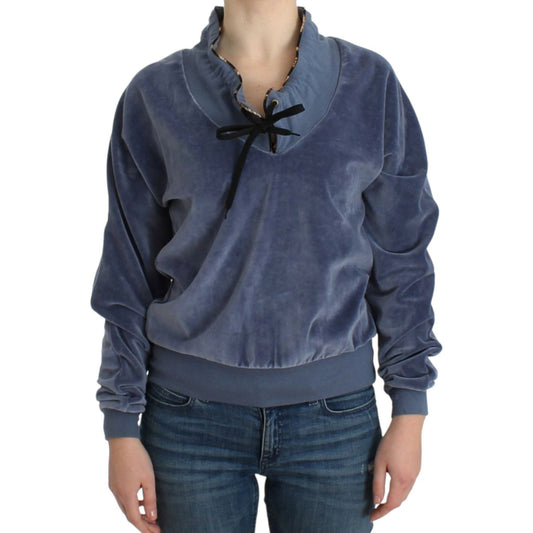 Cavalli Blue velvet cotton sweater 1728,67345645728,Blue,Cavalli,Clothing,IT42|M,Material: 100% polyester. Details: 100% silk,New with tags,Sweaters - Clothing,Sweaters - Women - Clothing,Sweatshirts - Sweaters - Clothing,Women,Women - Clothing