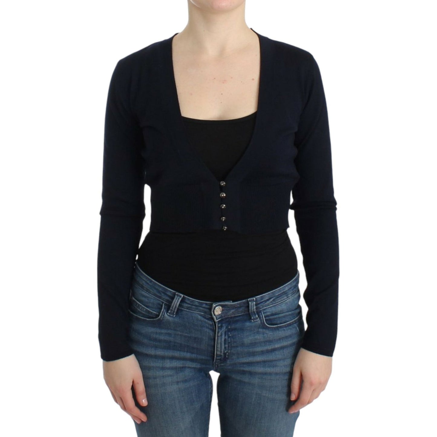 Cavalli Black cropped wool cardigan 1728,67345645728,Black,Cardigans - Sweaters - Clothing,Cavalli,Clothing,IT46|XL,IT48|XXL,Material: 100% Virgin Wool,New with tags,Sweaters - Clothing,Sweaters - Women - Clothing,Women,Women - Clothing