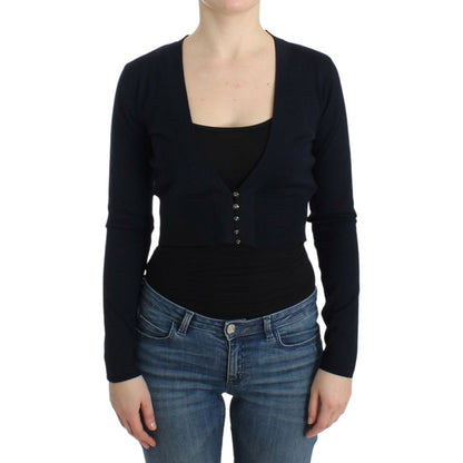 Cavalli Black cropped wool cardigan 1728,67345645728,Black,Cardigans - Sweaters - Clothing,Cavalli,Clothing,IT46|XL,IT48|XXL,Material: 100% Virgin Wool,New with tags,Sweaters - Clothing,Sweaters - Women - Clothing,Women,Women - Clothing