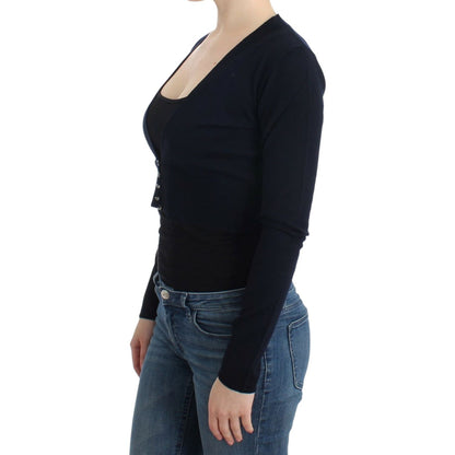 Cavalli Black cropped wool cardigan 1728,67345645728,Black,Cardigans - Sweaters - Clothing,Cavalli,Clothing,IT46|XL,IT48|XXL,Material: 100% Virgin Wool,New with tags,Sweaters - Clothing,Sweaters - Women - Clothing,Women,Women - Clothing