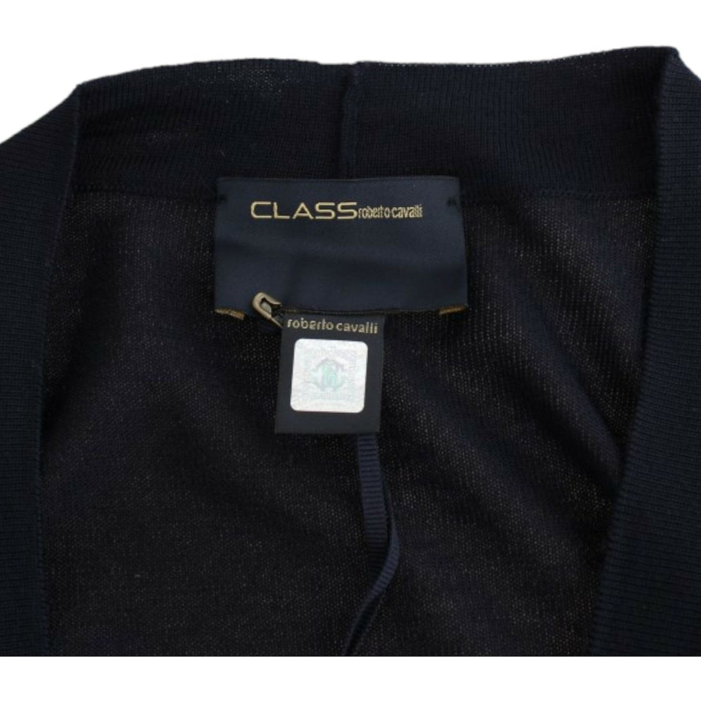 Cavalli Black cropped wool cardigan 1728,67345645728,Black,Cardigans - Sweaters - Clothing,Cavalli,Clothing,IT46|XL,IT48|XXL,Material: 100% Virgin Wool,New with tags,Sweaters - Clothing,Sweaters - Women - Clothing,Women,Women - Clothing