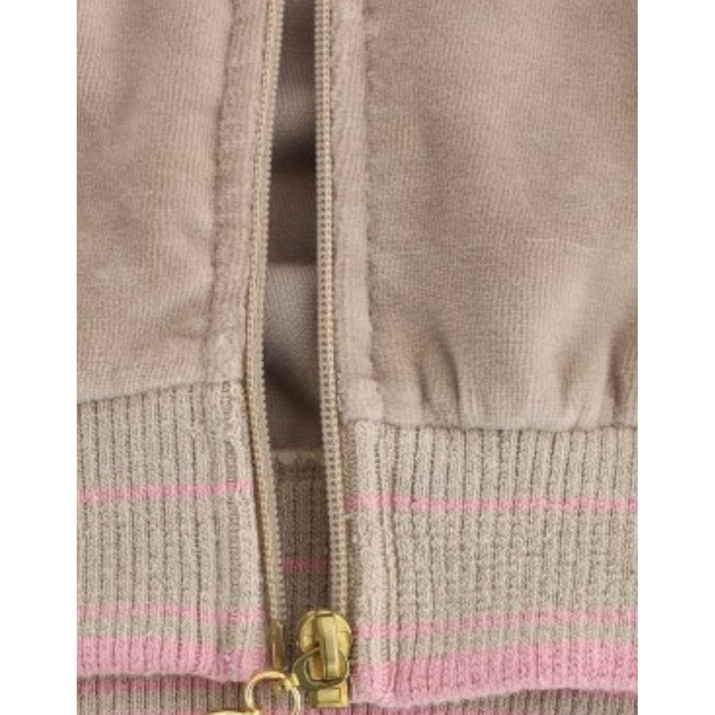 Cavalli Beige velvet zipup sweater 1728,20% Polyester,67345645728,Beige,Cardigans - Sweaters - Clothing,Cavalli,Clothing,IT40|S,Material: 80% Cotton,New with tags,Sweaters - Clothing,Sweaters - Women - Clothing,Women,Women - Clothing