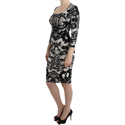 Cavalli Black Printed Sheath Dress 10% Elastane,1728,67345645728,Black,Cavalli,Clothing,Dresses - Clothing,Dresses - Women - Clothing,IT38|XS,IT42|M,IT44|L,Longsleeve - Dresses - Clothing,Material: 90% Viscose,Midi - Dresses - Clothing,New with tags,Patte