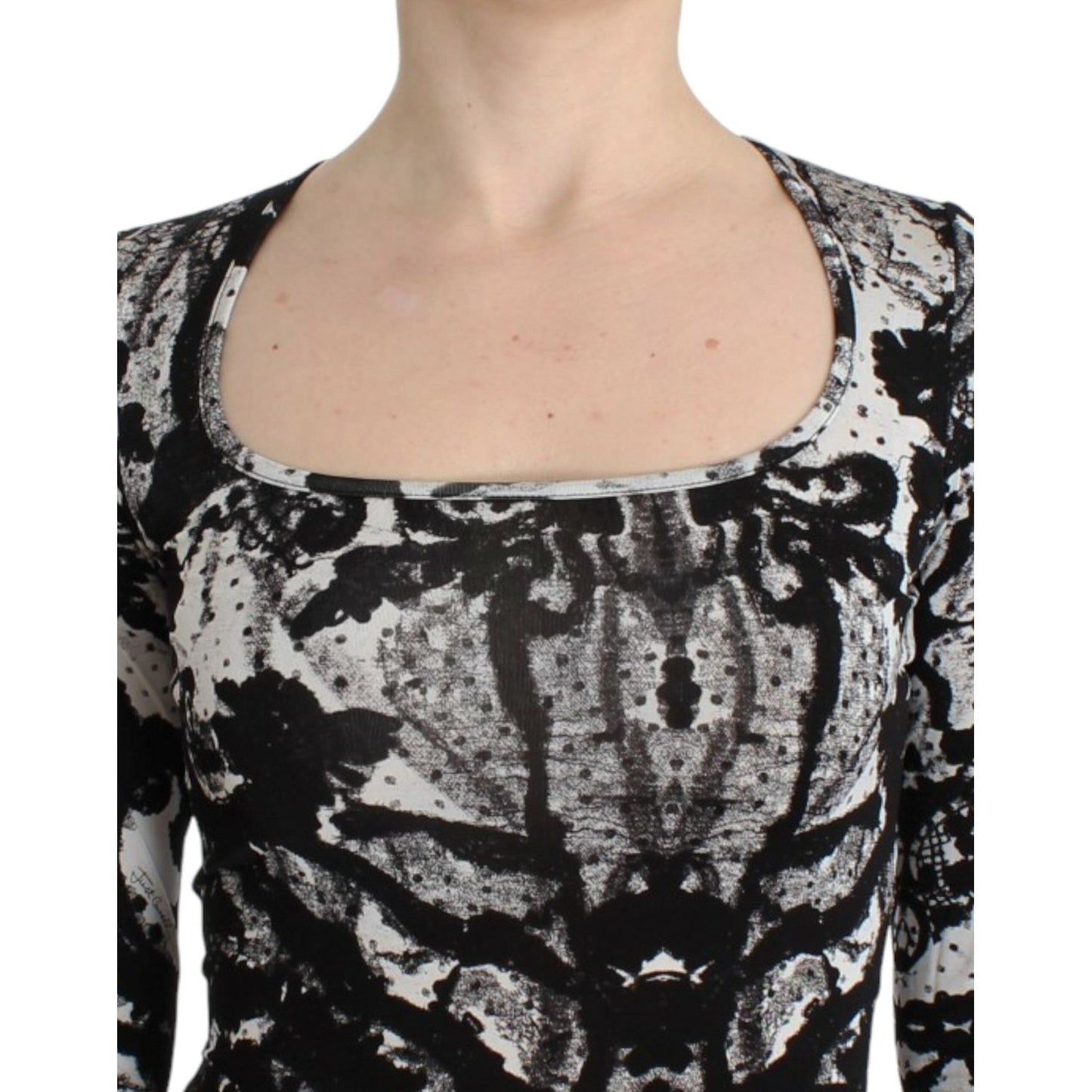 Cavalli Black Printed Sheath Dress 10% Elastane,1728,67345645728,Black,Cavalli,Clothing,Dresses - Clothing,Dresses - Women - Clothing,IT38|XS,IT42|M,IT44|L,Longsleeve - Dresses - Clothing,Material: 90% Viscose,Midi - Dresses - Clothing,New with tags,Patte