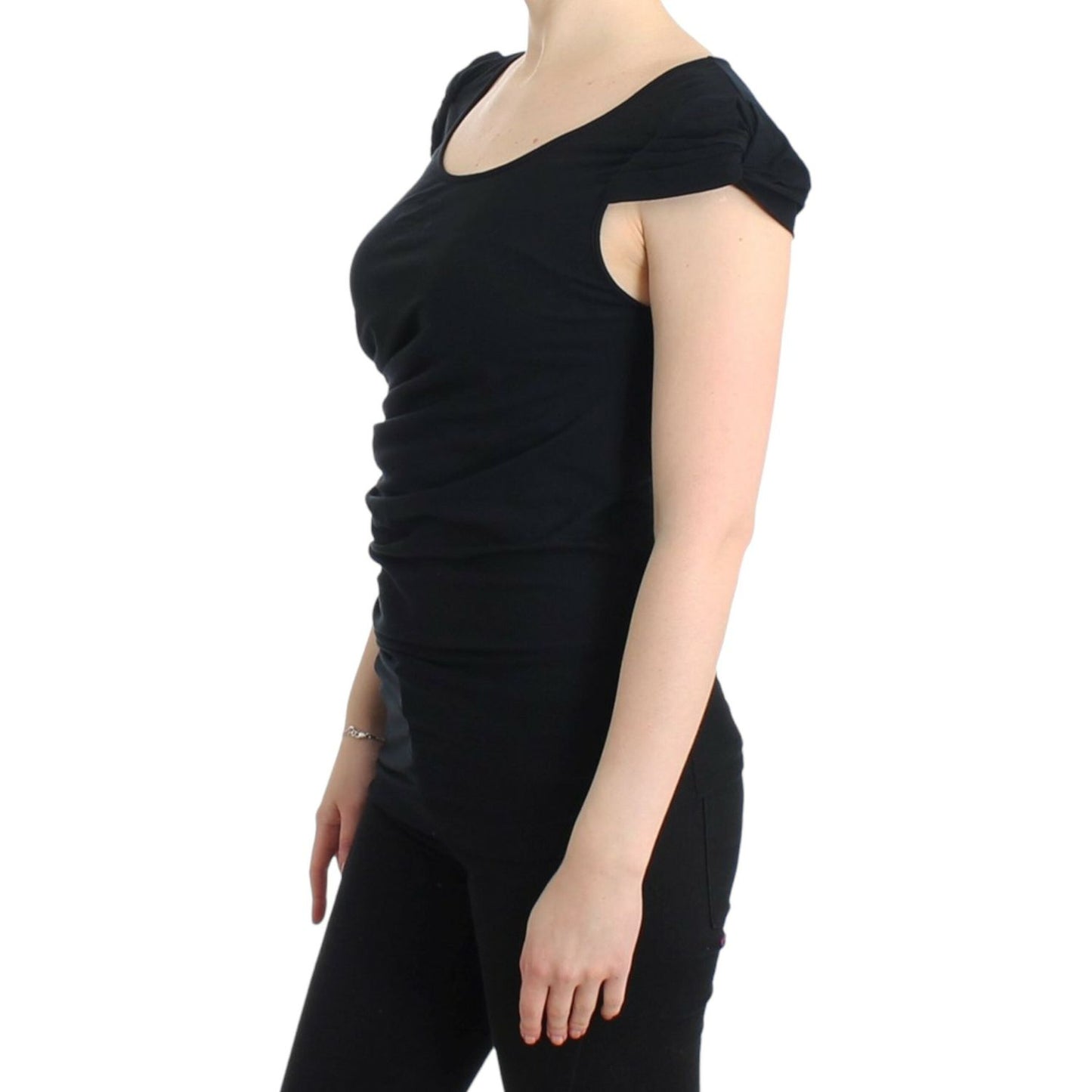 Cavalli Black Cotton Top 13% Elastan,1728,67345645728,Black,Cavalli,Clothing,IT44|L,IT46|XL,Material: 87% Cotton,New with tags,T-Shirts - Clothing,T-Shirts - T-Shirts - Clothing,Tops & T-Shirts - Women - Clothing,Women,Women - Clothing