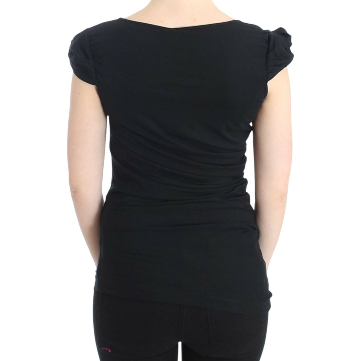 Cavalli Black Cotton Top 13% Elastan,1728,67345645728,Black,Cavalli,Clothing,IT44|L,IT46|XL,Material: 87% Cotton,New with tags,T-Shirts - Clothing,T-Shirts - T-Shirts - Clothing,Tops & T-Shirts - Women - Clothing,Women,Women - Clothing