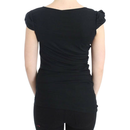 Cavalli Black Cotton Top 13% Elastan,1728,67345645728,Black,Cavalli,Clothing,IT44|L,IT46|XL,Material: 87% Cotton,New with tags,T-Shirts - Clothing,T-Shirts - T-Shirts - Clothing,Tops & T-Shirts - Women - Clothing,Women,Women - Clothing