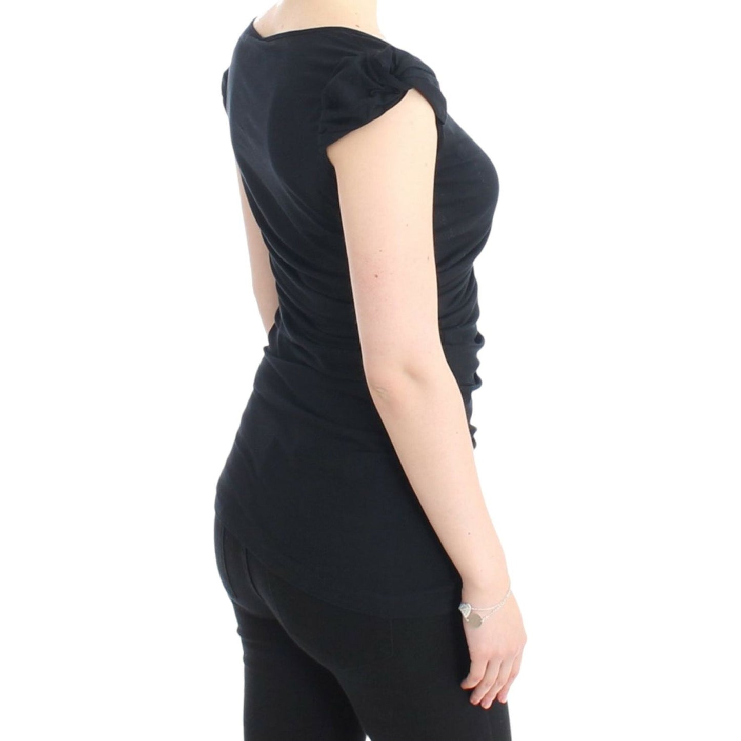 Cavalli Black Cotton Top 13% Elastan,1728,67345645728,Black,Cavalli,Clothing,IT44|L,IT46|XL,Material: 87% Cotton,New with tags,T-Shirts - Clothing,T-Shirts - T-Shirts - Clothing,Tops & T-Shirts - Women - Clothing,Women,Women - Clothing