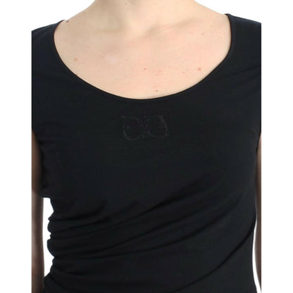 Cavalli Black Cotton Top 13% Elastan,1728,67345645728,Black,Cavalli,Clothing,IT44|L,IT46|XL,Material: 87% Cotton,New with tags,T-Shirts - Clothing,T-Shirts - T-Shirts - Clothing,Tops & T-Shirts - Women - Clothing,Women,Women - Clothing