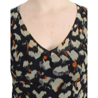 Cavalli Multicolor v-neck wool jumper