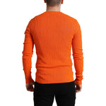 Dolce & Gabbana Orange Knitted Crewneck Men Pullover Sweater TSH84757-48