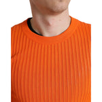 Dolce & Gabbana Orange Knitted Crewneck Men Pullover Sweater TSH84757-48