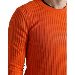Dolce & Gabbana Orange Knitted Crewneck Men Pullover Sweater TSH84757-48