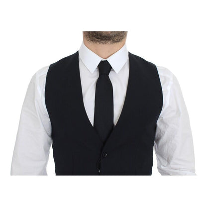 Dolce & Gabbana Blue Wool Formal Dress Vest Gilet Dolce & Gabbana