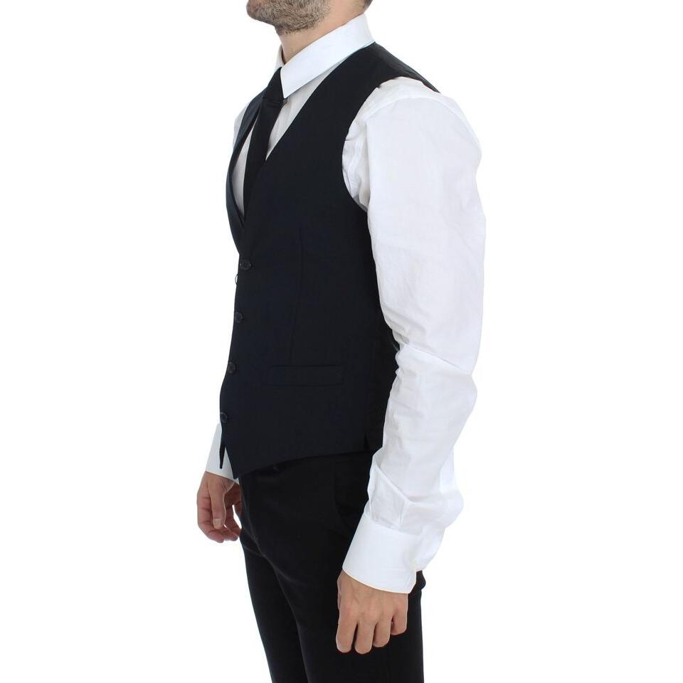 Dolce & Gabbana Blue Wool Formal Dress Vest Gilet Dolce & Gabbana