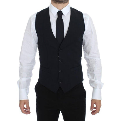 Dolce & Gabbana Blue Wool Formal Dress Vest Gilet Dolce & Gabbana