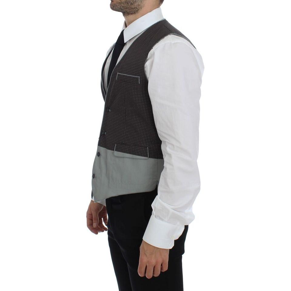 Dolce & Gabbana Gray Polka Dot Dress Vest Gilet Weste GSS15107-1