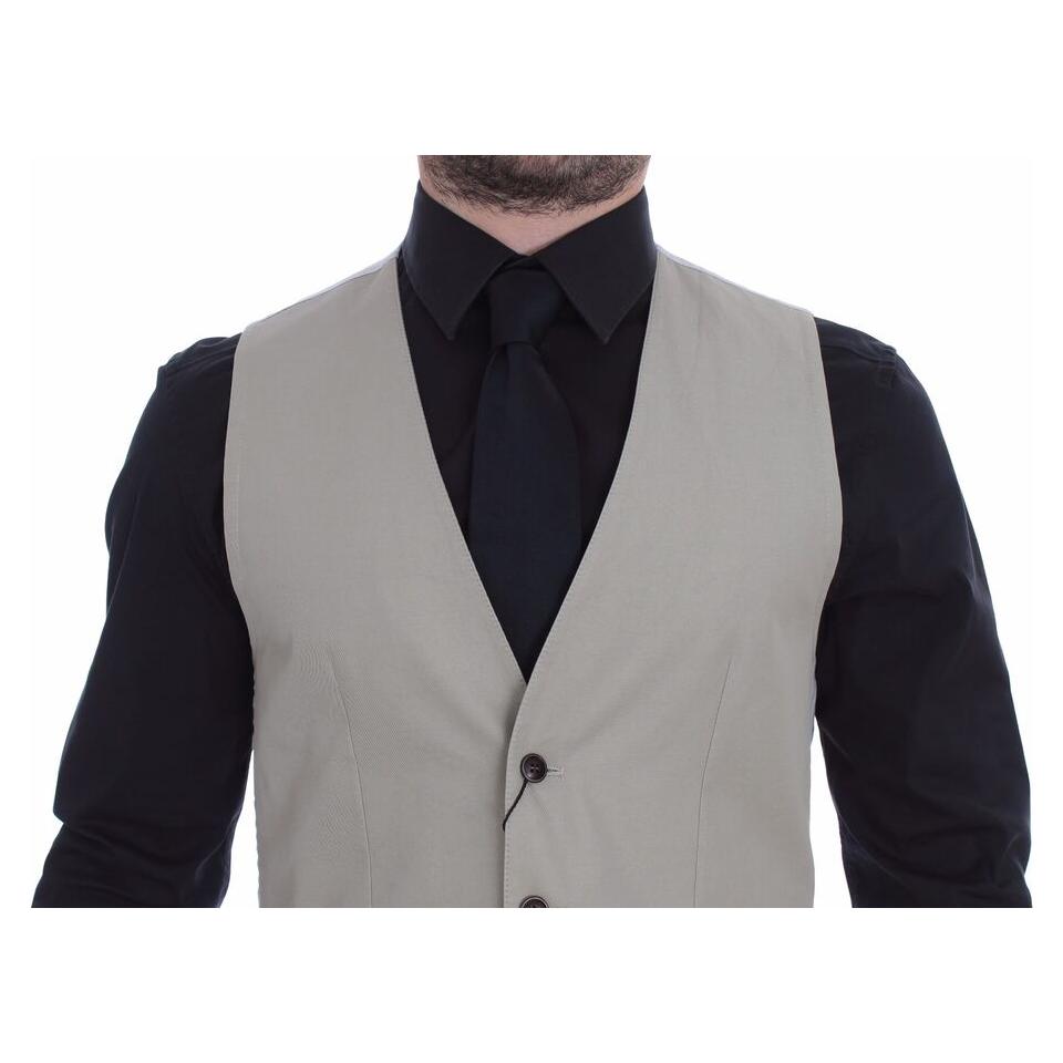 Dolce & Gabbana Beige Silk Blend Dress Formal Vest Gilet Dolce & Gabbana